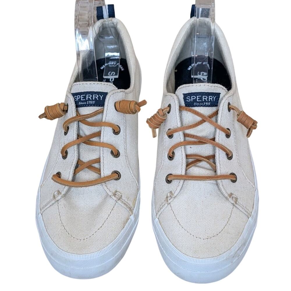 Sperry Women's Crest Vibe Canvas Sneakers Linen/Oat Color Size 9 M STS98644